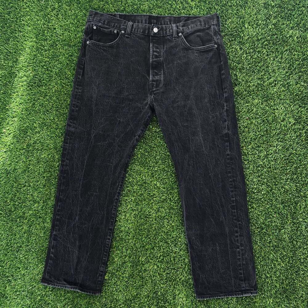 Levi's 501 Jeans 40x30 Marbled Acid Wash Black Denim Straight Leg Button Fly